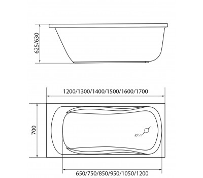 Акриловая ванна 1MarKa Classic 170х70 см А
