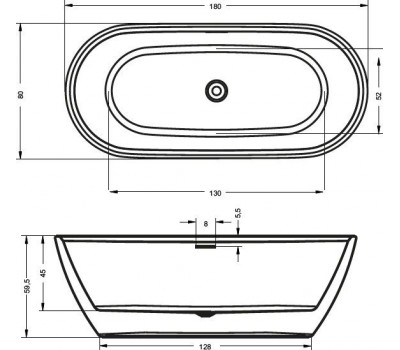 Акриловая ванна Riho Inspire FS 180 см