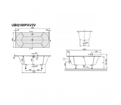Квариловая ванна Villeroy & Boch Pavia 180x80 см UBQ180PAV2V-01