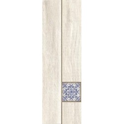 Керамогранит CersanitOrnamentwood декорированный белый 18,5х59,8