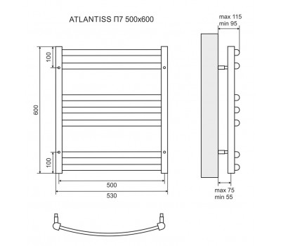Полотенцесушитель электрический Lemark Atlantiss П7 500x600