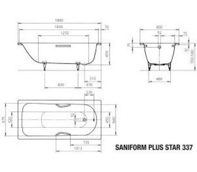 Стальная ванна Kaldewei Saniform Plus Star 180x80 см