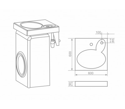 Раковина на стиральную машину Belux Идея ID-600