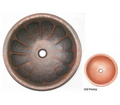 Раковина медная Bronze de Luxe R110 - Old Penny (медь с патиная) 42х42х15 см