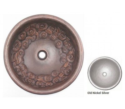 Раковина медная Bronze de Luxe R318 - Old Nickel Silver (состаренное никелированное серебро) 42х42х15 см