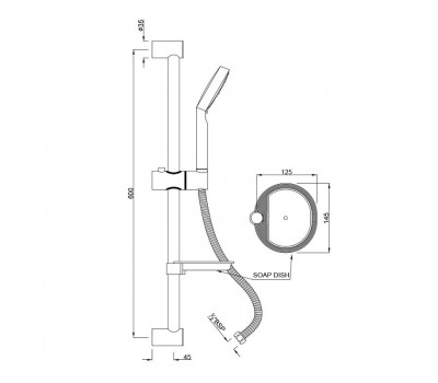 Душевой гарнитур со штангой Jaquar Shower SHA-CHR-1150, хром