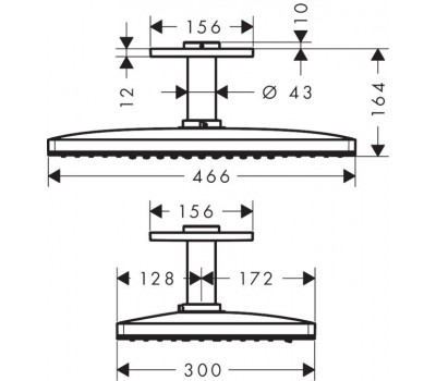 Верхний душ Axor ShowerSolutions 35281000, 3jet, 46 х 27 см, с вертикальным держателем