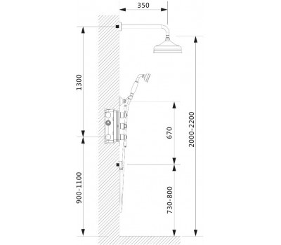Душевая система скрытого монтажа Timo Nelson SX-1390/00SM chrome, 2-х режимная, с термостатом, хром