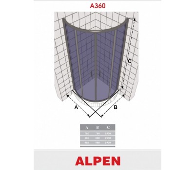 Душевой уголок Alpen Alpina Quadrant A360N-80 80x80x195 см стекло прозрачное