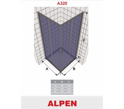 Душевой уголок Alpen Alpina Square A320N-80 80x80x195 см стекло прозрачное матовое