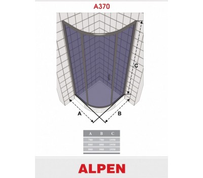 Душевой уголок Alpen Alpina Quadrant A370N-90 90x90x195 см стекло прозрачное матовое