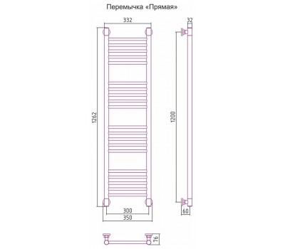 Полотенцесушитель водяной Сунержа Богема+ 120 x 30 см, 00-0220-1230, прямые перемычки, хром