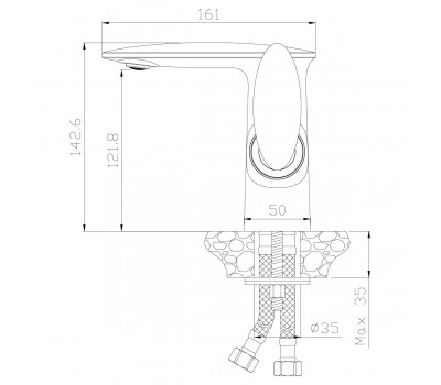Смеситель для раковины Rossinka RS30-11B с донным клапаном