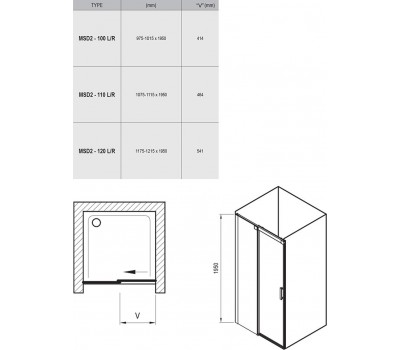 Душевая дверь Ravak MATRIX MSD2-120 L белая+ прозрачное стекло