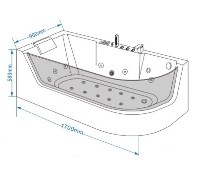 Акриловая ванна Grossman GR-17000L с гидромассажем, 80x170 см