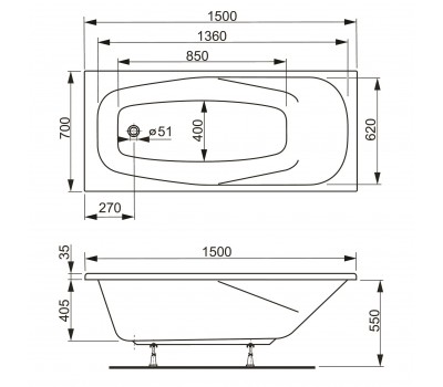 Акриловая ванна Vagnerplast Aronia 150x70